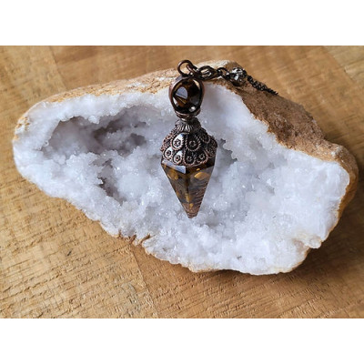 Pendule type "Orgonite" en Oeil de tigre