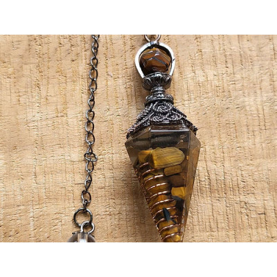 Pendule type "Orgonite" en Oeil de tigre
