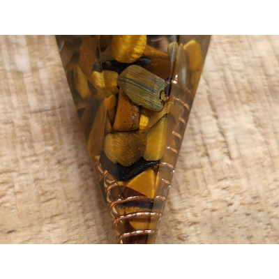 Pendule type "Orgonite" en Oeil de tigre
