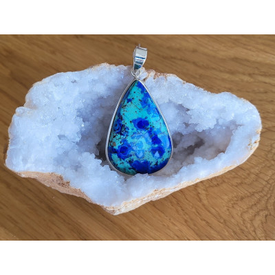 Pendentif Azurite Serti sur argent 0.925