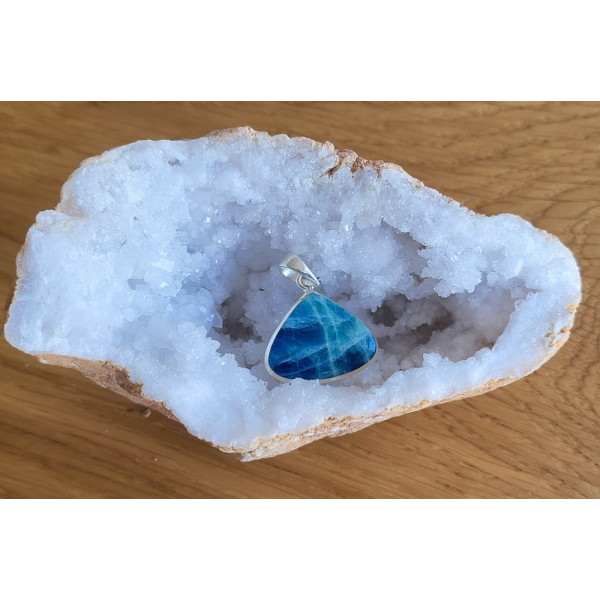 Pendentif Afghanite serti sur argent 0.925