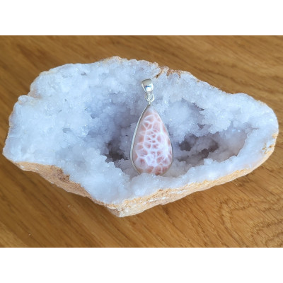 Pendentif Thomsonite serti sur argent 0.925