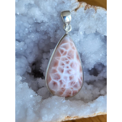 Pendentif Thomsonite serti sur argent 0.925