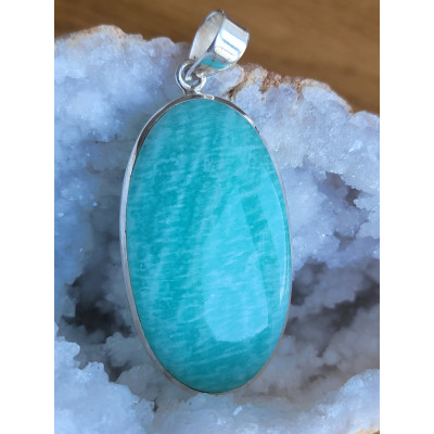 Pendentif Amazonite serti sur argent 0.925