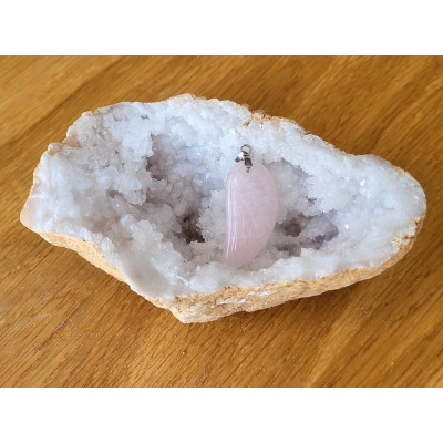 Pendentif Quartz Rose Aile d'ange