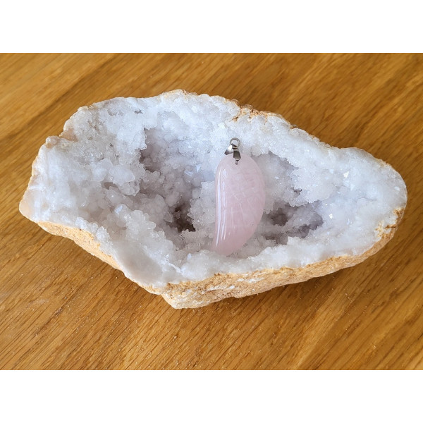 Pendentif Quartz Rose Aile d'ange