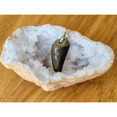Pendentif Obsidienne Dorée