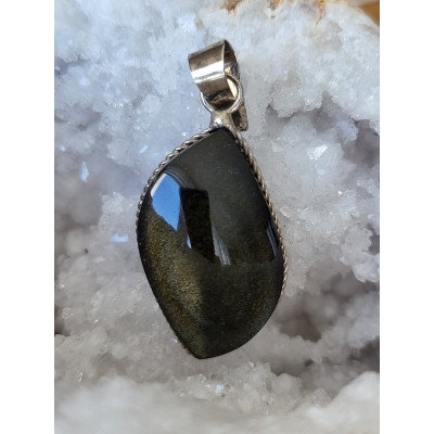 Pendentif Obsidienne Dorée
