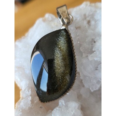 Pendentif Obsidienne Dorée