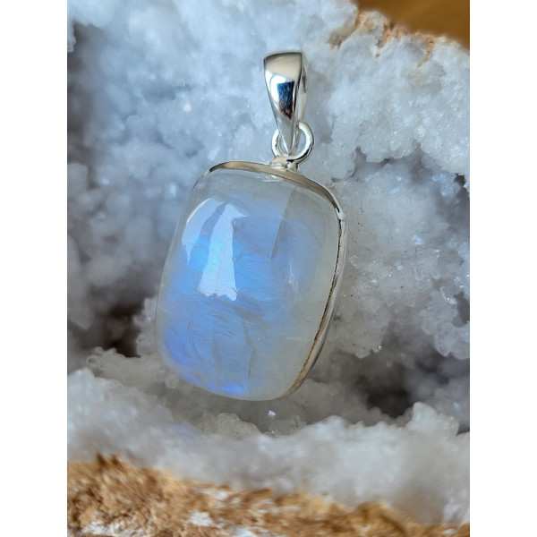 Pendentif Labradorite Blanche "Pierre de Lune" serti sur argent 0.925