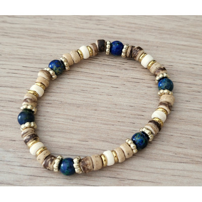 Bracelet bois de coco et pierres naturelles