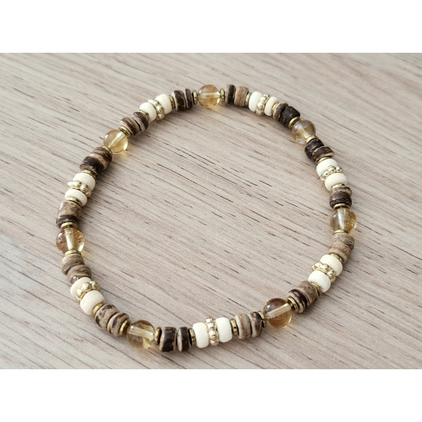 Bracelet bois de coco et pierres naturelles