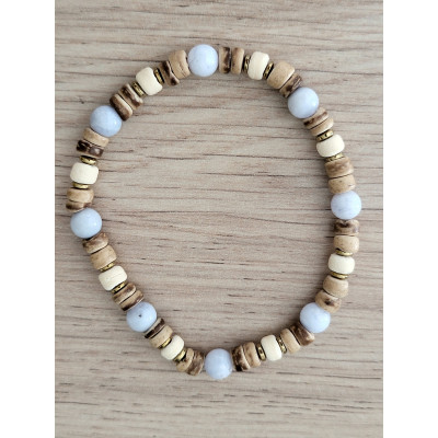 Bracelet bois de coco et pierres naturelles