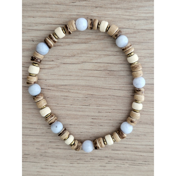 Bracelet bois de coco et pierres naturelles