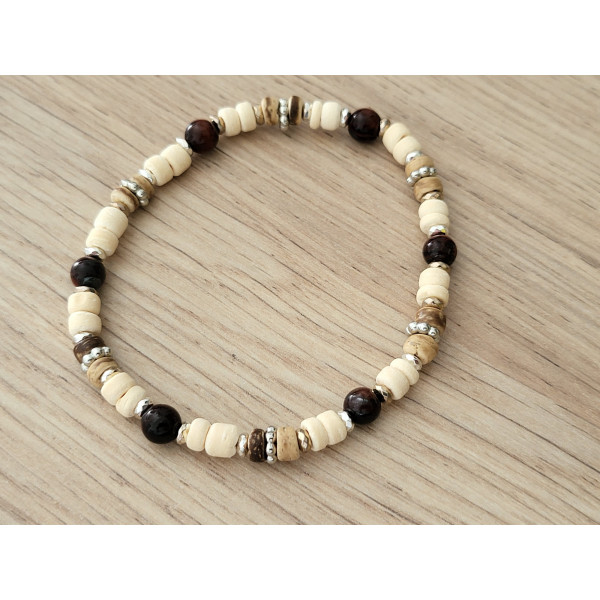 Bracelet bois de coco et pierres naturelles
