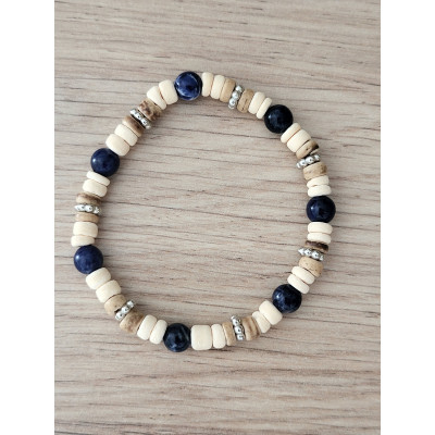Bracelet bois de coco et pierres naturelles
