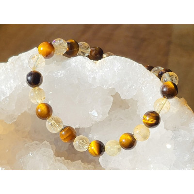 Bracelet Oeil de tigre et Citrine