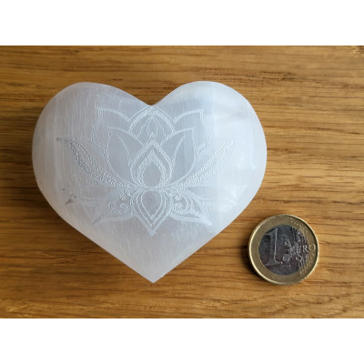 Coeur sélénite fleur de Lotus