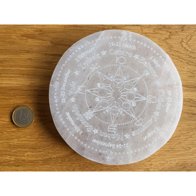 Plaque sélénite roue de l'année Celtique