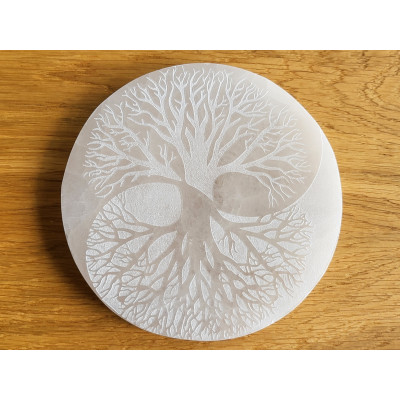Plaque sélénite Arbre Yin & Yang