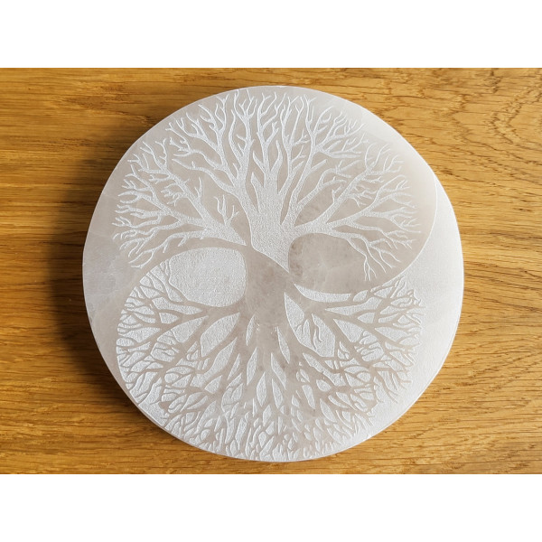 Plaque sélénite Arbre Yin & Yang