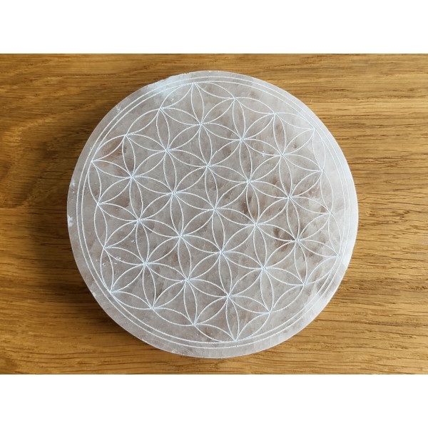 Plaque sélénite Fleur de vie