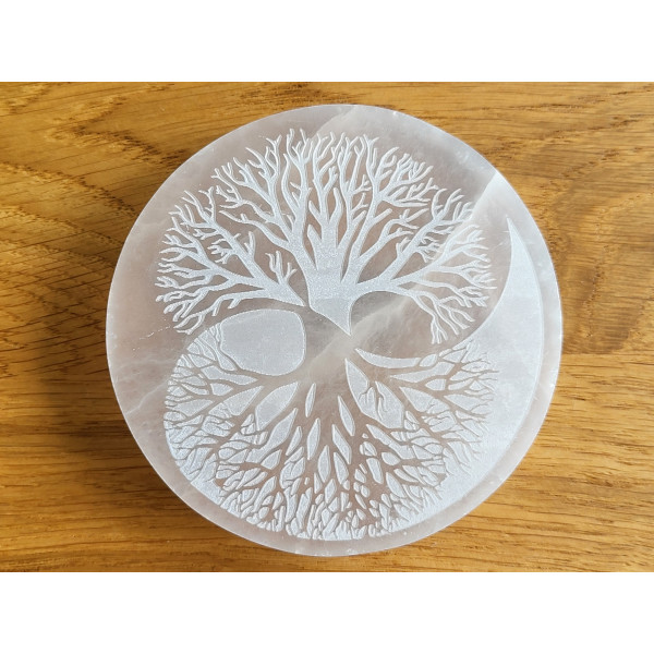 Plaque sélénite Arbre Yin & Yang
