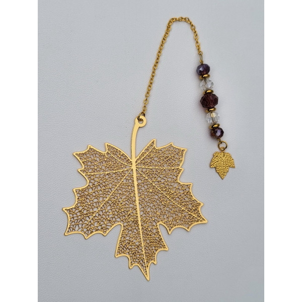 Marque page doré feuille d'érable