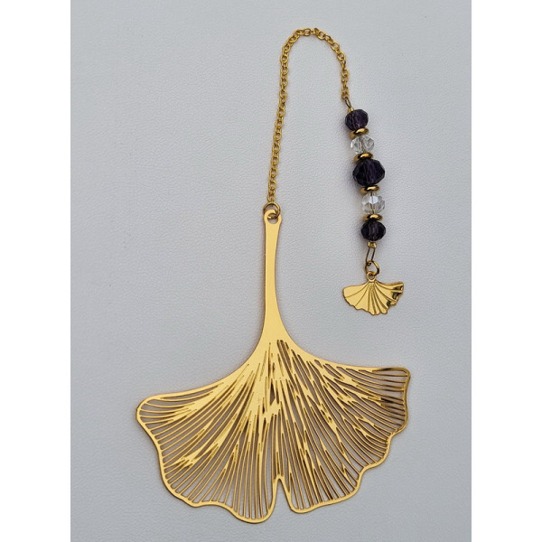 Marque page doré feuille de Ginkgo Biloba