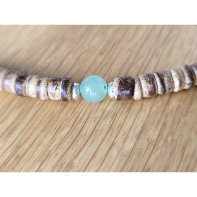 Collier en bois de coco et Aventurine