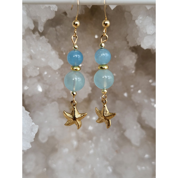 Boucles d'oreilles Gold Filled et Aigue marine
