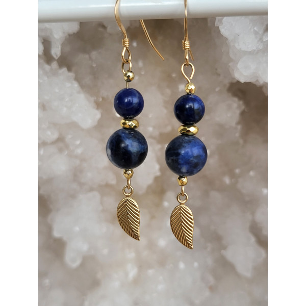Boucles d'oreilles Gold Filled, sodalite