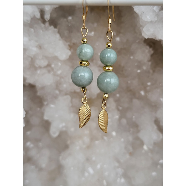 Boucles d'oreilles Gold filled et Jade de Birmanie
