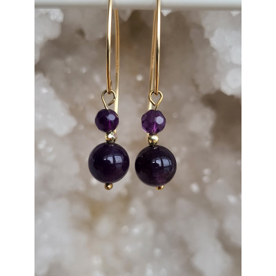 Boucles d'oreilles Gold Filled, Améthyste