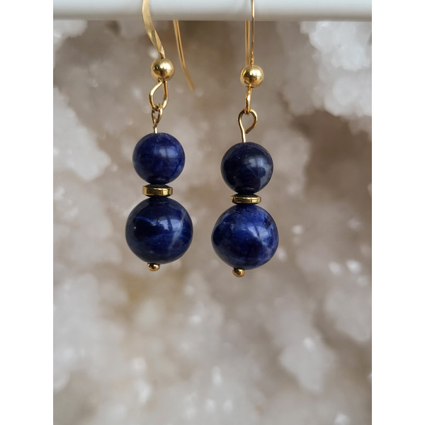 Boucles d'oreilles Gold Filled, Sodalite