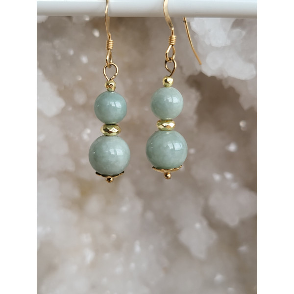 Boucles d'oreilles Gold Filled et Jade de Birmanie