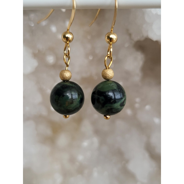 Boucles d'oreilles Gold filled et Jaspe Kambaba