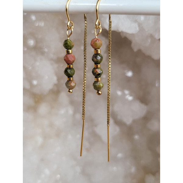Boucles d'oreilles Gold Filled, Unakite