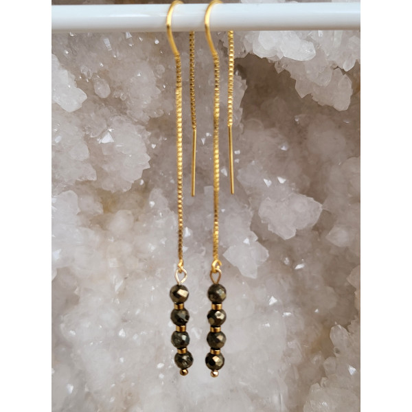 Boucles d'oreilles Gold Filled et Pyrite