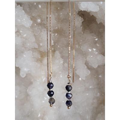 Boucles d'oreilles argent et Cordiérite