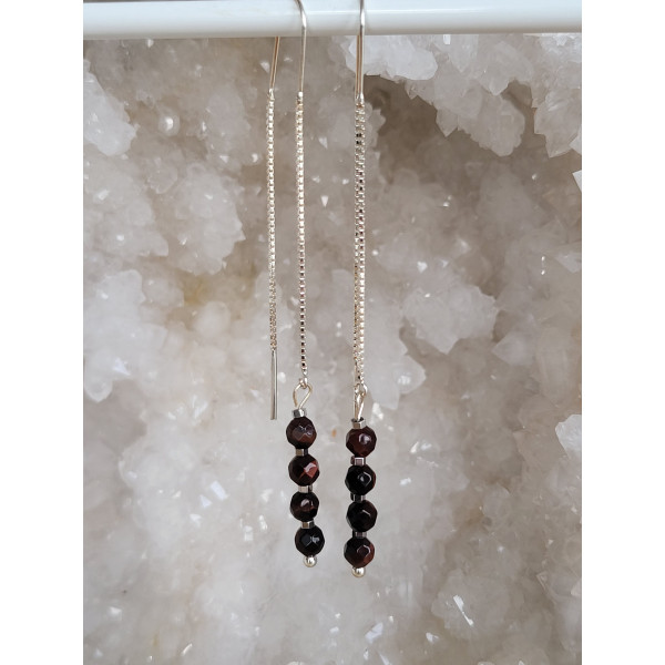 Boucles d'oreilles argent et Oeil de taureau