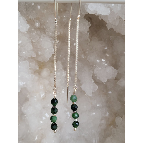 Boucles d'oreilles argent et Rubis-Zoïsite
