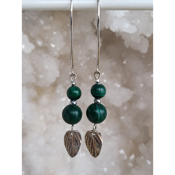 Boucles d'oreilles argent et Malachite