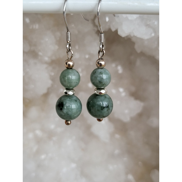 Boucles d'oreilles argent et Jade de Birmanie