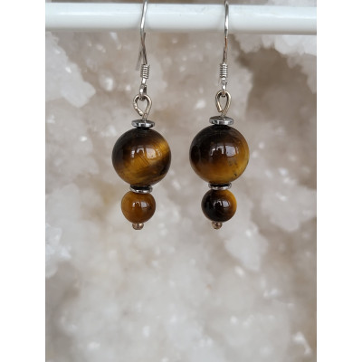 Boucles d'oreilles argent et Oeil de tigre