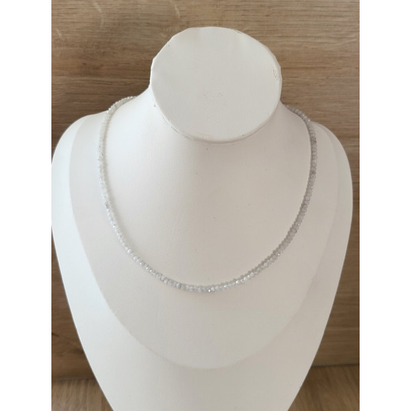 Colliers en perles facettées Pierre de Lune Arc en Cile