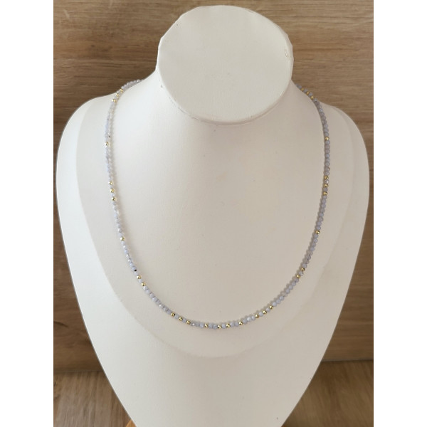 Colliers en perles facettées Calcédoine