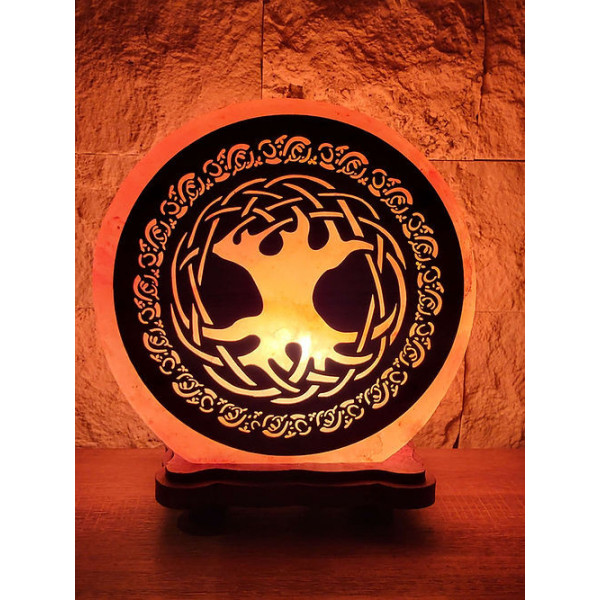 Lampe de sel de l'Himalaya Arbre de vie celtique