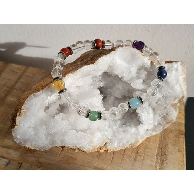 Bracelet 7 Chakras et cristal de roche