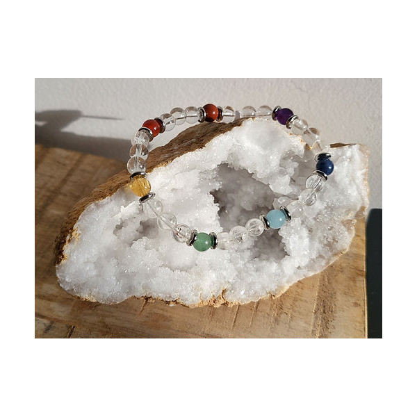 Bracelet 7 Chakras et cristal de roche